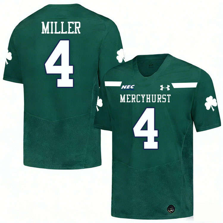 Mercyhurst Lakers #4 Jake Miller College Football Jerseys,Uniforms Stitched-Green